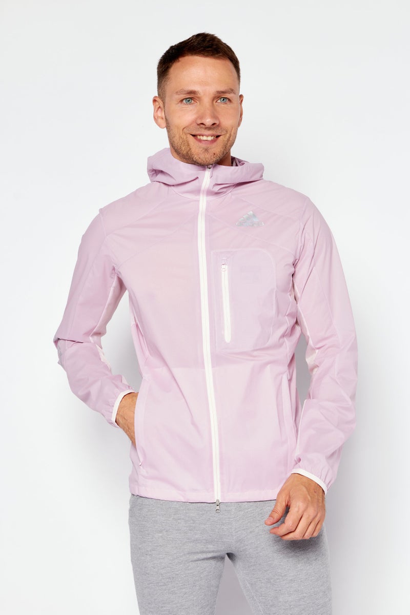 Adidas Men Sportswear Fit Long Sleeve Hooded Training Jacket, Pink - Image 1