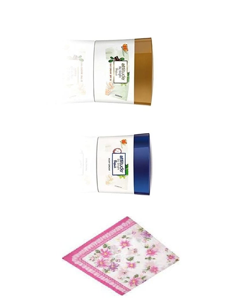 Nutrilite Amway attitude be bright herbals day cream - 50 g and night cream -50g combo and floral cotton hanky assorted - Image 2