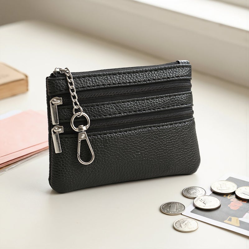 No Spill Zipper Mini Coin Purse Anti Lost Keychain Fixed Card Pouch - Image 5