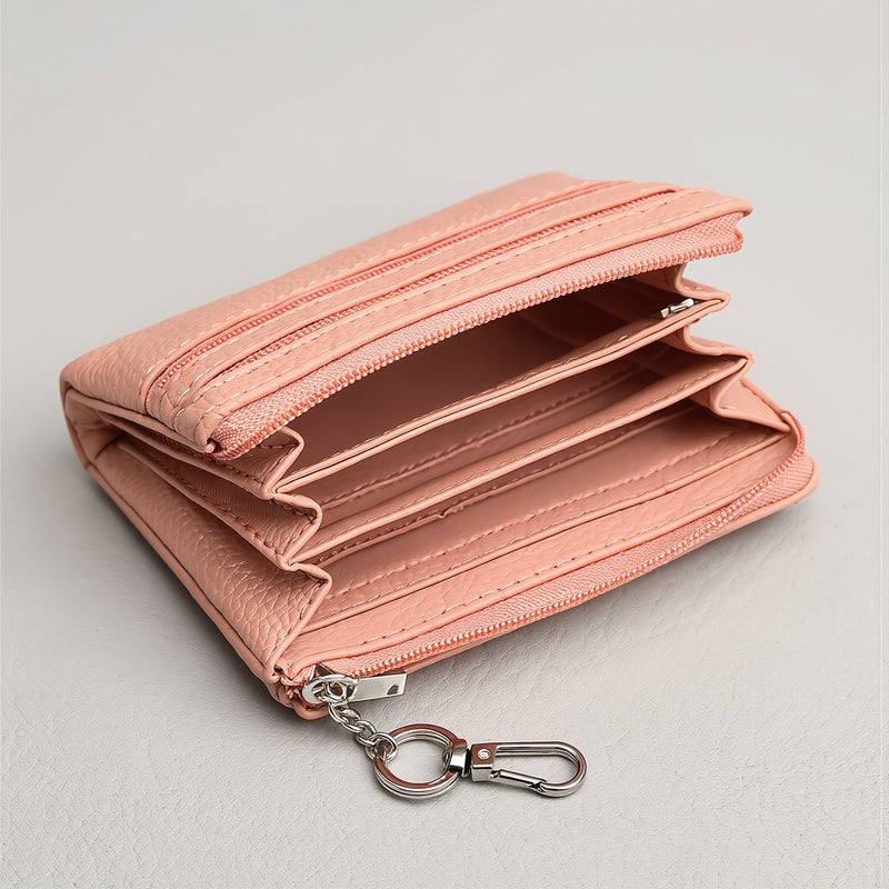 No Spill Zipper Mini Coin Purse Anti Lost Keychain Fixed Card Pouch - Image 2
