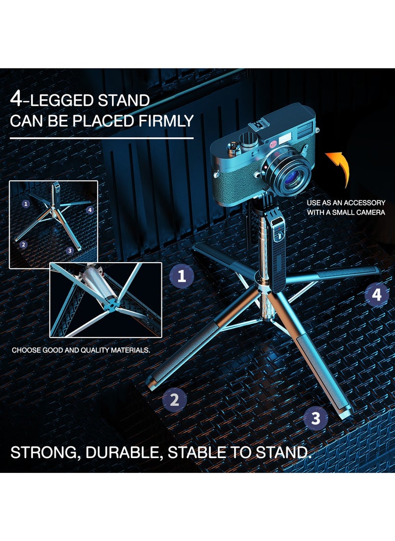 Scalable1.8m Phone Selfie Stick With Light 360° Rotation Mobile PTZ Tripod Holder Bluetooth Remote Control For Recording, Video, Photo Taking
