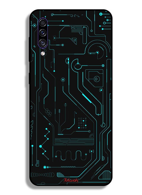 غطاء حماية لهاتف Samsung Galaxy A50 دوائر فنية رقمية بسيطة شاشات متعددة