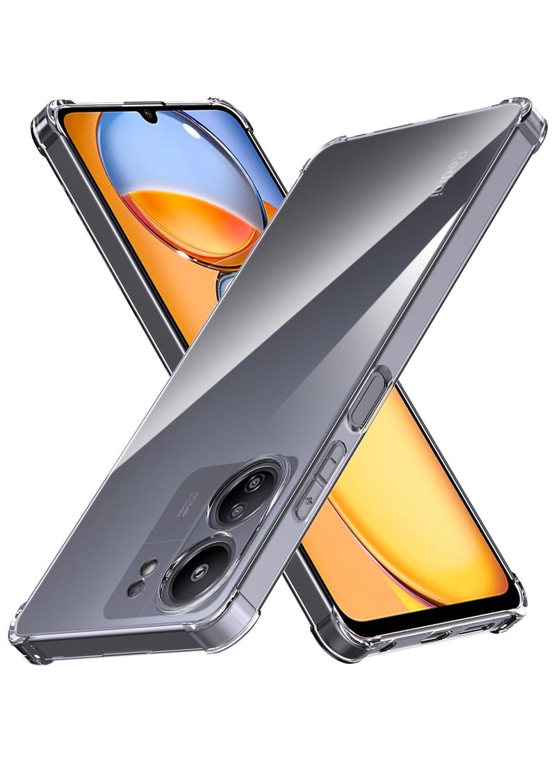 Xiaomi Redmi 13C Back Case Clear Cover Soft Flexible TPU Transparent Shockproof Protective Cover Reinforced Bumper Edges for Xiaomi Redmi 13C Clear  - Image 1