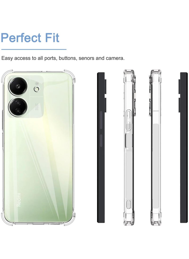 Xiaomi Redmi 13C Back Case Clear Cover Soft Flexible TPU Transparent Shockproof Protective Cover Reinforced Bumper Edges for Xiaomi Redmi 13C Clear  - Image 5