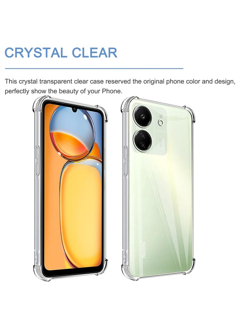 Xiaomi Redmi 13C Back Case Clear Cover Soft Flexible TPU Transparent Shockproof Protective Cover Reinforced Bumper Edges for Xiaomi Redmi 13C Clear  - Image 4