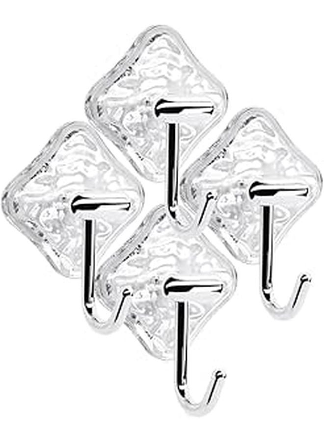 4Pcs Transparent Strong Adhesive Wall Hooks For Hats Towels Coats Non Drilling Home - Image 1