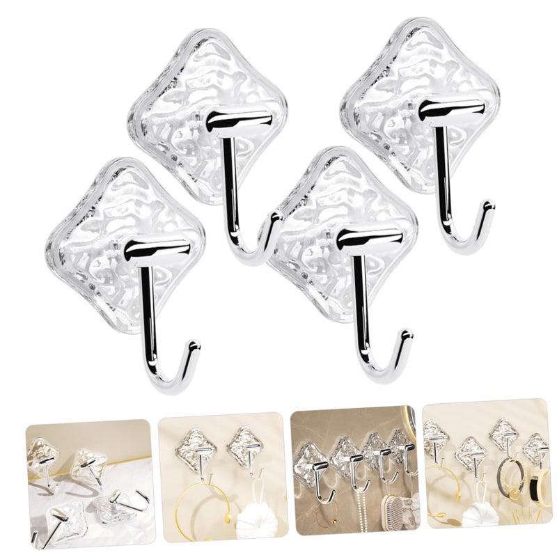 4Pcs Transparent Strong Adhesive Wall Hooks For Hats Towels Coats Non Drilling Home - Image 5