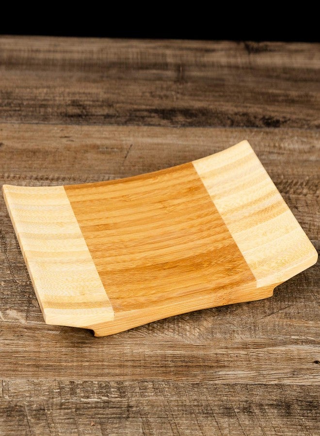 Asian Home Sashimi Sushi Bamboo Curve Serving Geta Plate - Japanese Style Tableware Bamboo Sushi Board Cutting Tray (L9 X W5.9) - Image 5