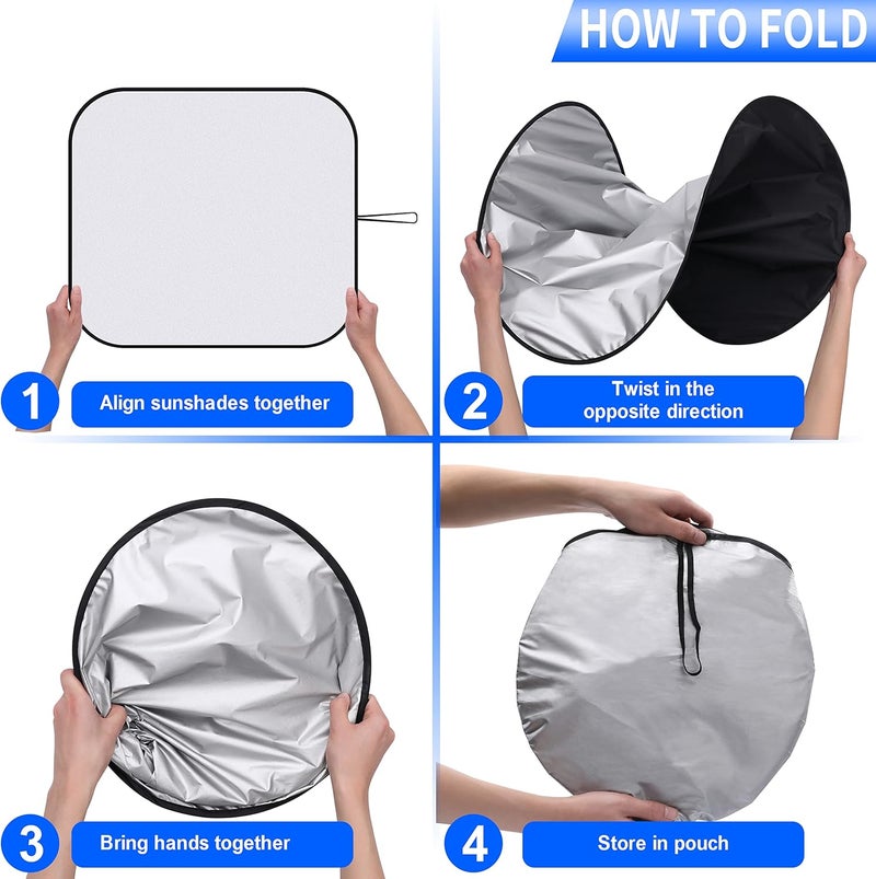 Loiyadn Windshield Sun Shade - 2 Piece Car Sun Shade Windshield, Foldable Car Shade Front Windshield with Reflective Fabric Blocks Sun and Keeps Your Vehicle Cool, for Most Sedans SUV and Trucks - Medium - Image 3