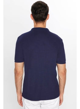 Tudors Men's Slim Fit Slim Cut Cotton Soft Texture Cool Fabric Plain Pique Navy Blue Polo Neck T-Shirt  - Image 4