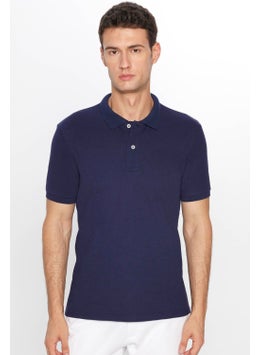 Tudors Men's Slim Fit Slim Cut Cotton Soft Texture Cool Fabric Plain Pique Navy Blue Polo Neck T-Shirt  - Image 5