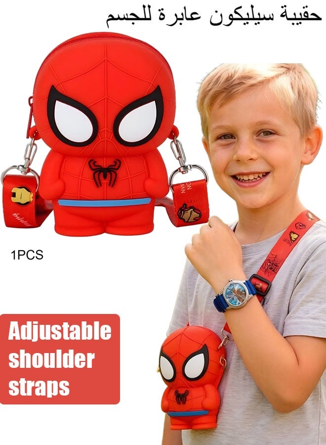 SPIDERMAN kids' single-shoulder bag, cute cartoon silicone mini wallet, children's SPIDERMAN cartoon single-shoulder bag with an adjustable shoulder strap, perfect for giving to kids or as a birthday gift. - Image 1