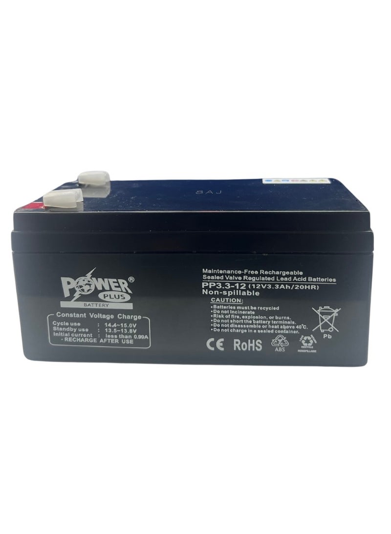 Power Plus Sealed Valve Regulated Lead Acid Battery PP3.3-12 12V 3.3Ah/20Hr - Image 1