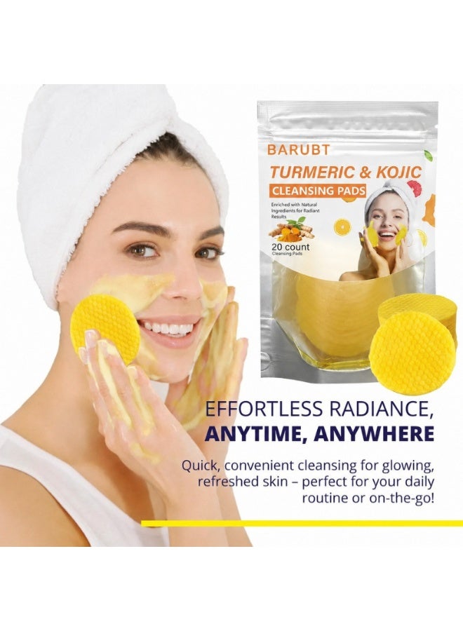 Turmeric and Kojic Acid Cleansing 20 Count Pads with Aloe Vera Gel Set, Chamomile for Dark Spots, Even Skin Tone, Gentle Daily Face Pads for Sensitive & Acne-Prone Skin - Image 2