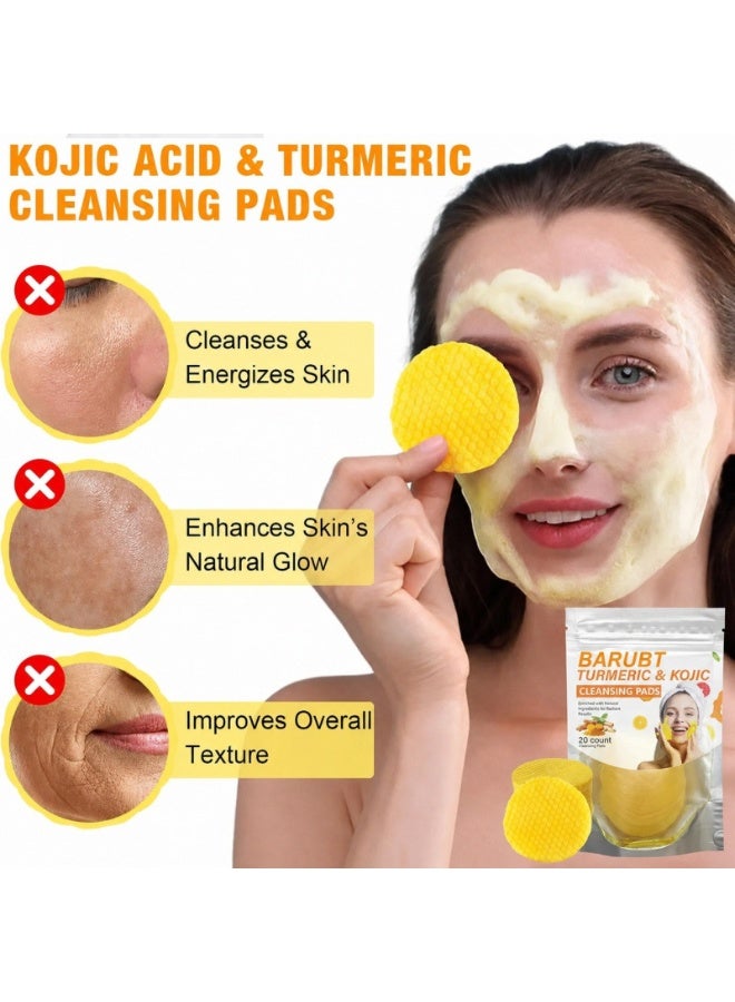Turmeric and Kojic Acid Cleansing 20 Count Pads with Aloe Vera Gel Set, Chamomile for Dark Spots, Even Skin Tone, Gentle Daily Face Pads for Sensitive & Acne-Prone Skin - Image 5