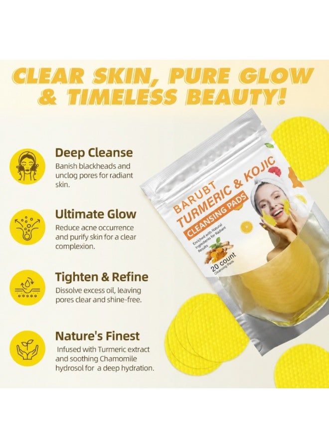 Turmeric and Kojic Acid Cleansing 20 Count Pads with Aloe Vera Gel Set, Chamomile for Dark Spots, Even Skin Tone, Gentle Daily Face Pads for Sensitive & Acne-Prone Skin - Image 3