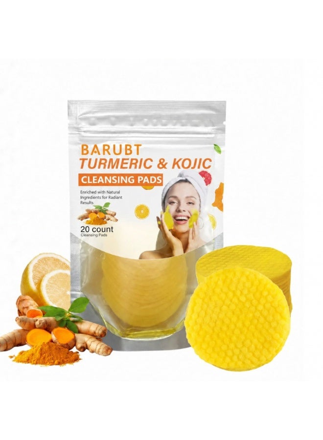 Turmeric and Kojic Acid Cleansing 20 Count Pads with Aloe Vera Gel Set, Chamomile for Dark Spots, Even Skin Tone, Gentle Daily Face Pads for Sensitive & Acne-Prone Skin - Image 1