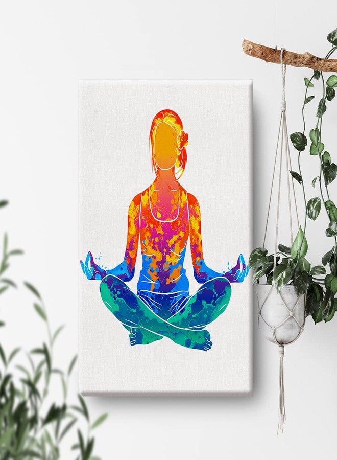 Nvhai Meditating Woman Watercolor Wall Yoga Meditation Canvas Painting Prints for Home Office Wall Decor Framed Spiritual Artwork Gifts(12x15) - Image 3