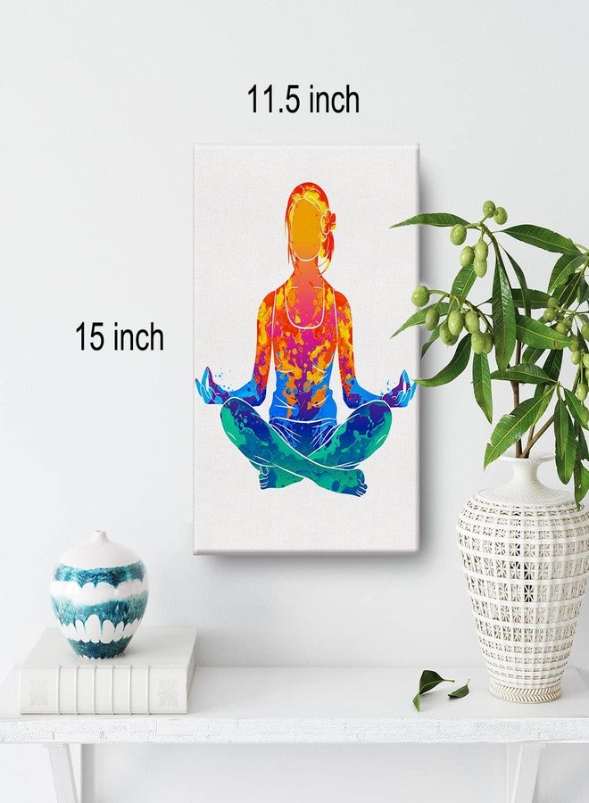 Nvhai Meditating Woman Watercolor Wall Yoga Meditation Canvas Painting Prints for Home Office Wall Decor Framed Spiritual Artwork Gifts(12x15) - Image 2