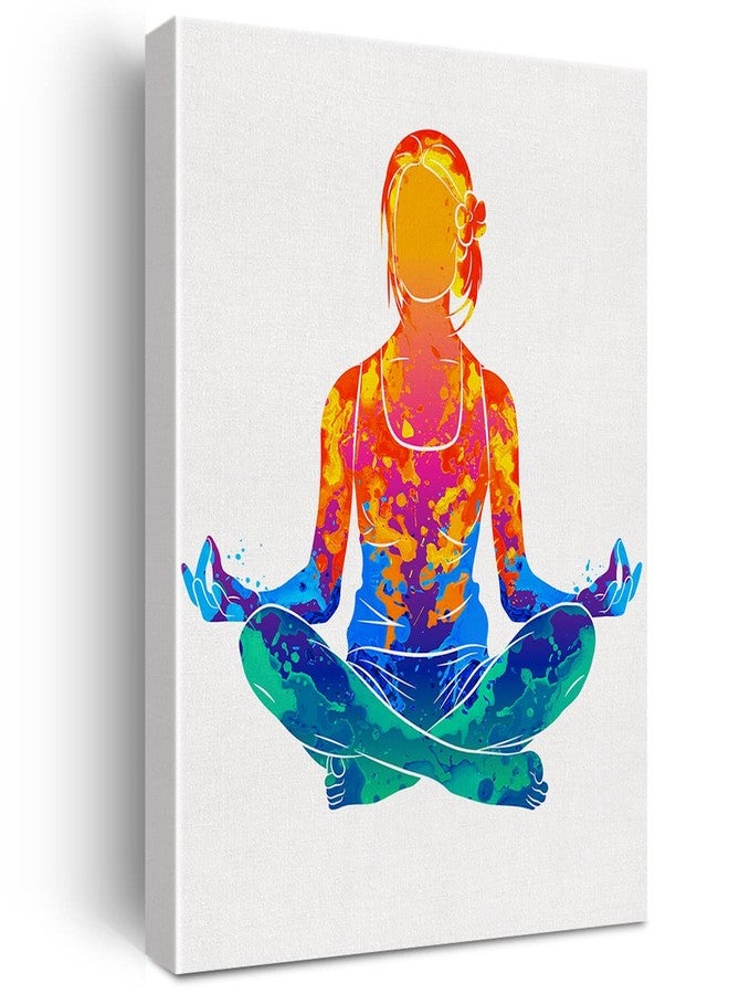 Nvhai Meditating Woman Watercolor Wall Yoga Meditation Canvas Painting Prints for Home Office Wall Decor Framed Spiritual Artwork Gifts(12x15) - Image 1