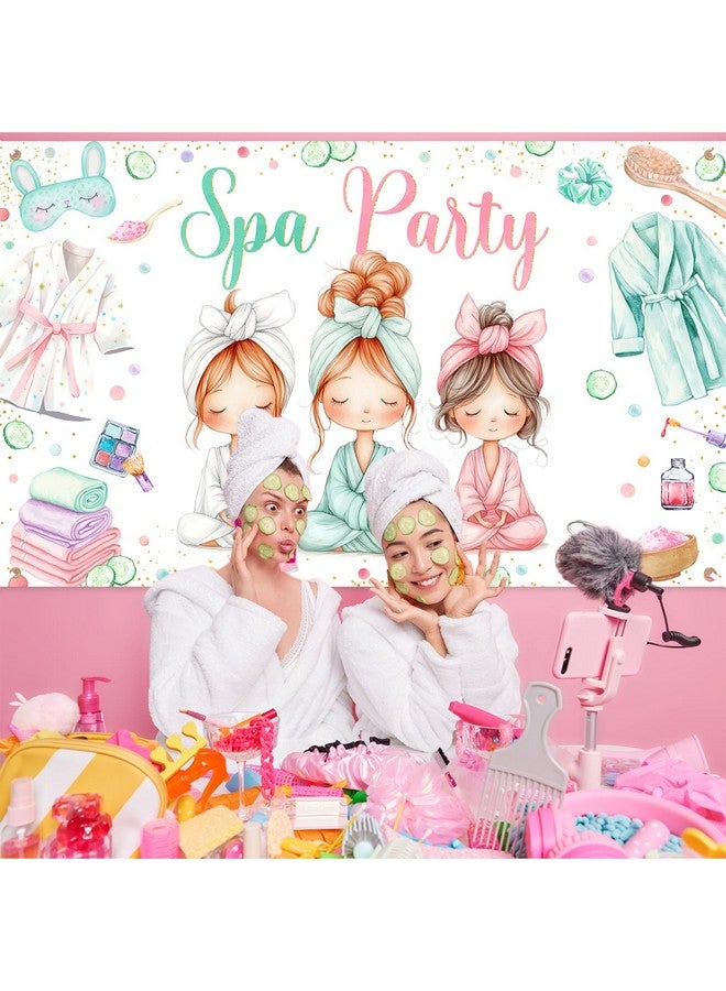 Avezano Spa Party Banner Spa Theme Birthday Party Decoration for Girls Women Spa Day Makeup Slumber Pajama Sleepover Birthday Party Decoration Banner (6x3.6ft) - Image 3