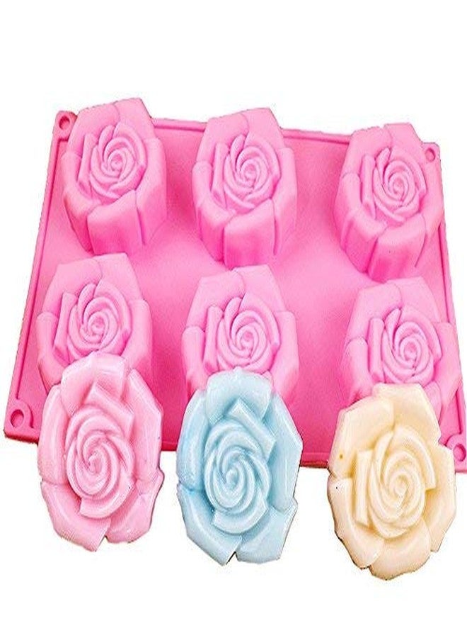 Wetco 6-Cavity Rose Flower Candy Chocolate Making Baking Silicone Mold, Random Color - Image 2