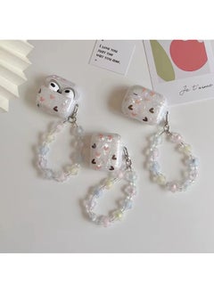 Suitable For AirPods 4 Headset Protective Cover Cartoon Shell Pattern For Apple1/2/3 Generation Pro2 Bluetooth Pendant Bracelet-Color:Shell Pattern + Bracelet-multiple Hearts-Model:AirPods (third Generation) Protective Cover