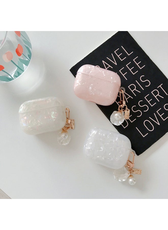 Generic - Suitable For AirPods 4 Headset Protective Cover Cartoon Shell Pattern For Apple1/2/3 Generation Pro2 Bluetooth Pendant Bracelet-Color:Shell Pattern + Bracelet-multiple Hearts-Model:AirPods (third Generation) Protective Cover - Image 1
