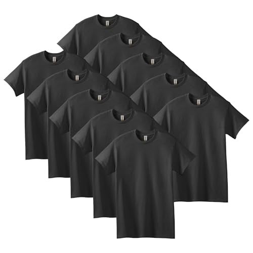 Gildan Unisex Adult Heavy Cotton T-Shirt, Style G5000, Multipack, Black (10-Pack), Large US - Image 1