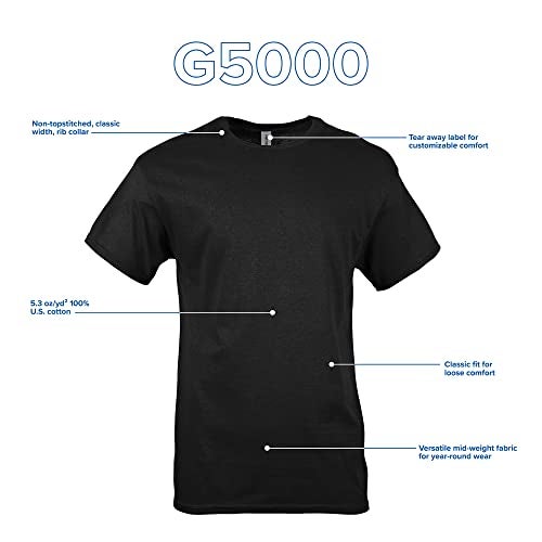 Gildan Unisex Adult Heavy Cotton T-Shirt, Style G5000, Multipack, Black (10-Pack), Large US - Image 4