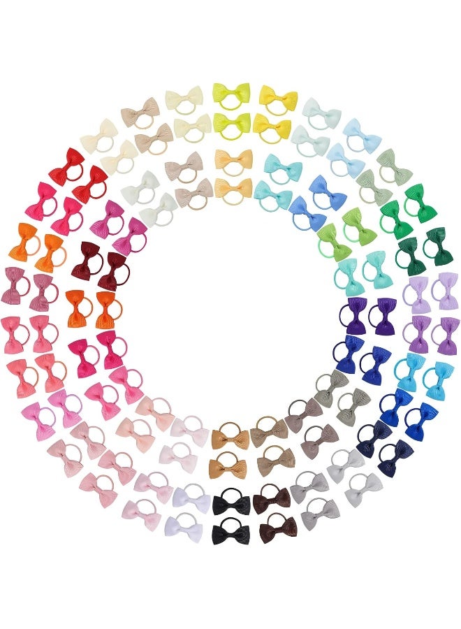Jollybows 100PCS 2 Inches Baby Girls Hair Bows Ties Mini Boutique Elastic Hair Rubber Ribbon Hair Band Accessories for Kids Toddlers Infants (100 PCS) - Image 1