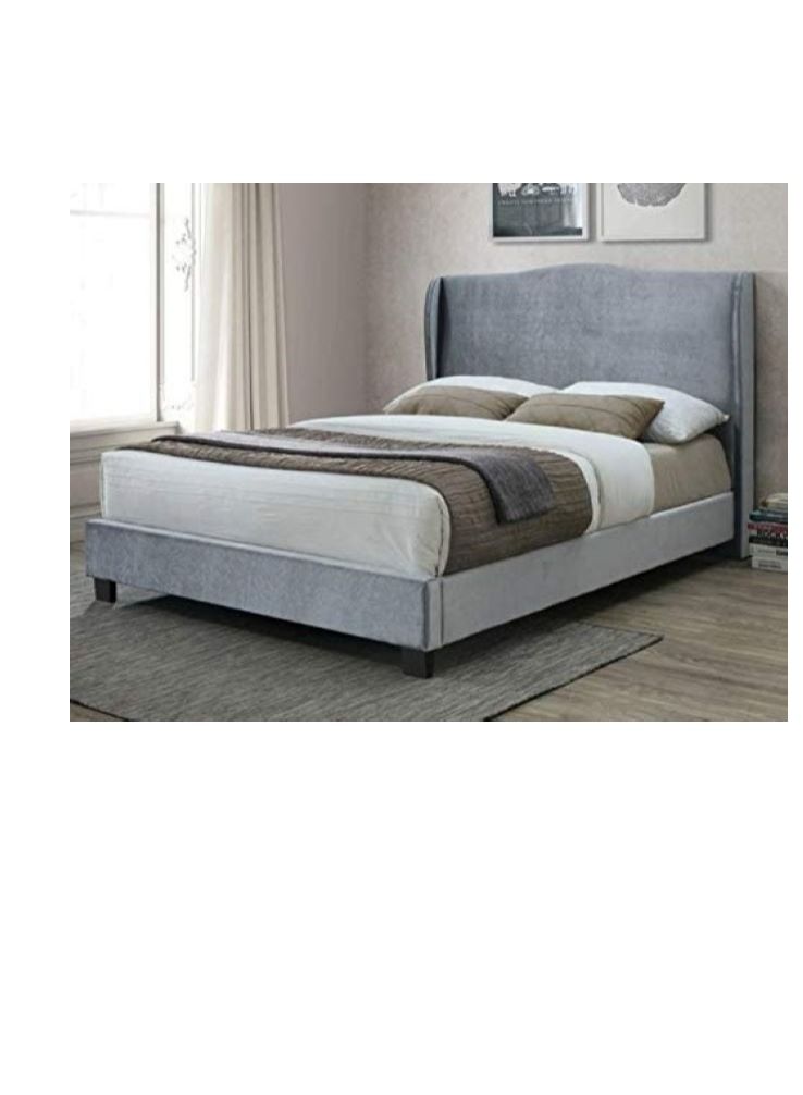 R2R FURNITURE Upholstered Velvet King Size Bed Frame With Mattress 180X200 Cm 