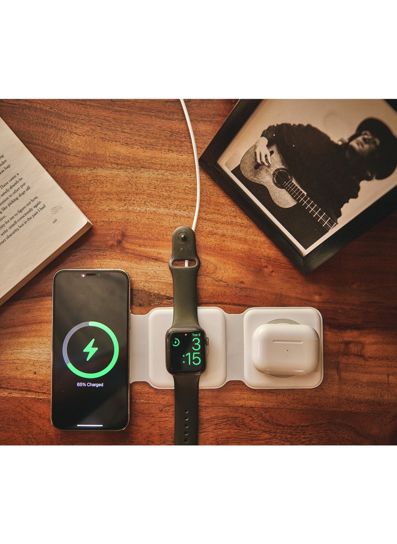 Evolt - WC-100 3-in-1 Magnetic 15W Fast Wireless Charger, Charges multiple devices with Compact foldable design and Over-current protection - Image 1
