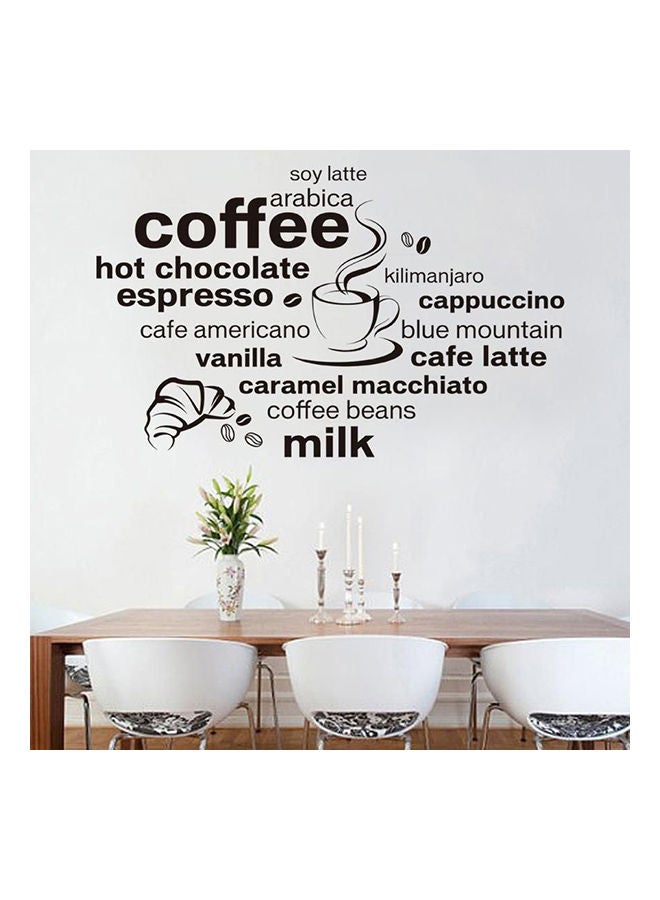 NIBEMINENT Coffee Themed Wall Sticker Black 90x60cm - Image 1