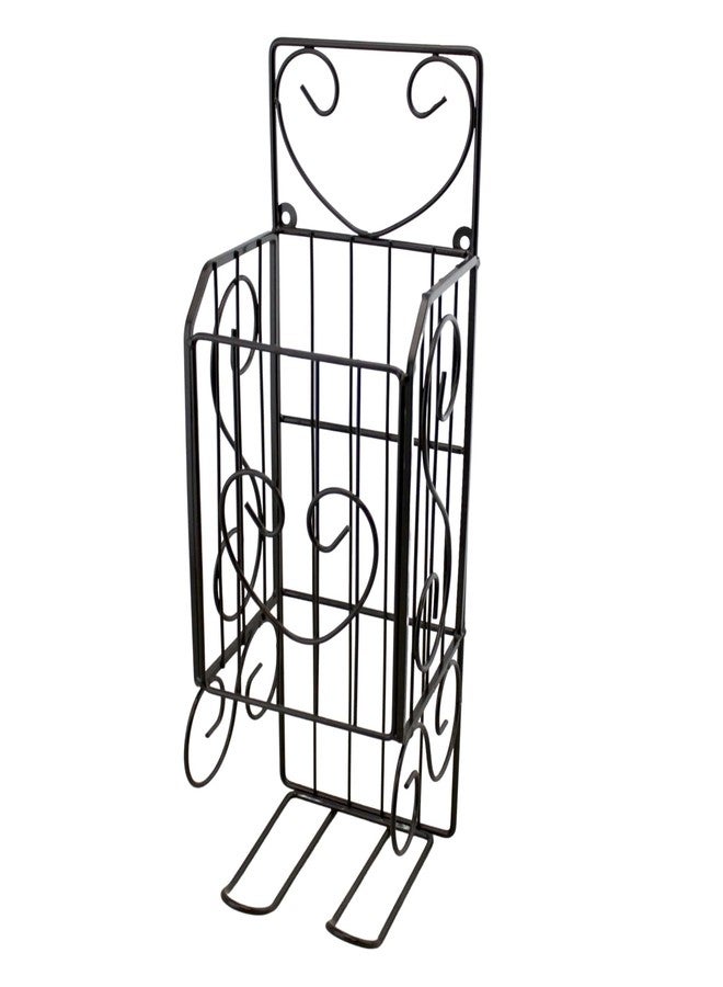 Homestyle Spare Toilet Paper Holder Wall Hanging Or Self Standing Storage Unit Rack Brown Metal Steel Bathroom Décor Holds Extra Rolls - Image 1