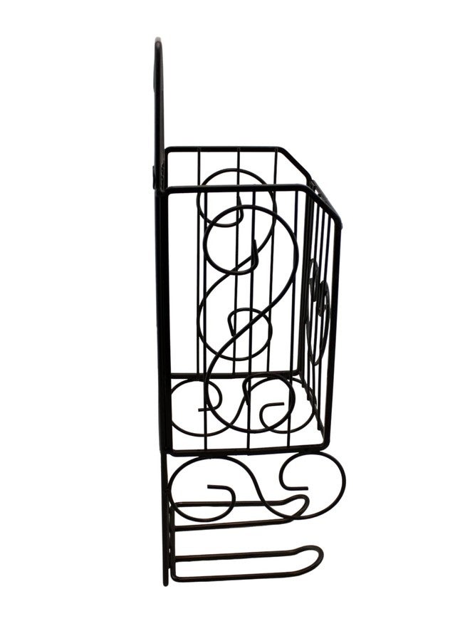 Homestyle Spare Toilet Paper Holder Wall Hanging Or Self Standing Storage Unit Rack Brown Metal Steel Bathroom Décor Holds Extra Rolls - Image 4
