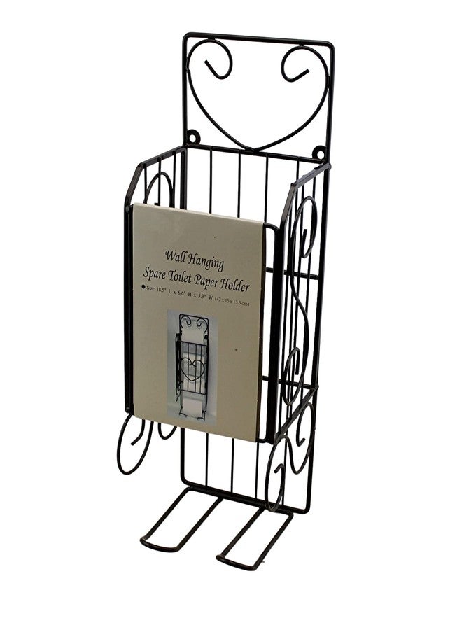 Homestyle Spare Toilet Paper Holder Wall Hanging Or Self Standing Storage Unit Rack Brown Metal Steel Bathroom Décor Holds Extra Rolls - Image 2