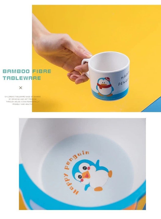 Invite Enterprise 5 Piece Mealtime Bamboo Dinnerware for Kids-Toddler,Set of Plate-Bowl Cup and Spoon-Baby Feeding Utensils for Kids, Eco Friendly and Dishwasher Safe, Great Gift for Birthday (Penguin) - Image 4