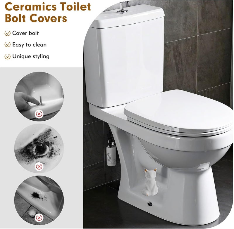Lorzot 2 Pack Toilet Bolt Covers, Ceramic Toilet Bolt Caps Lovely Cate Toilet Screw Cover Caps, Fashion Toilet Decorative Avoid Rusting of Bolts - Image 4