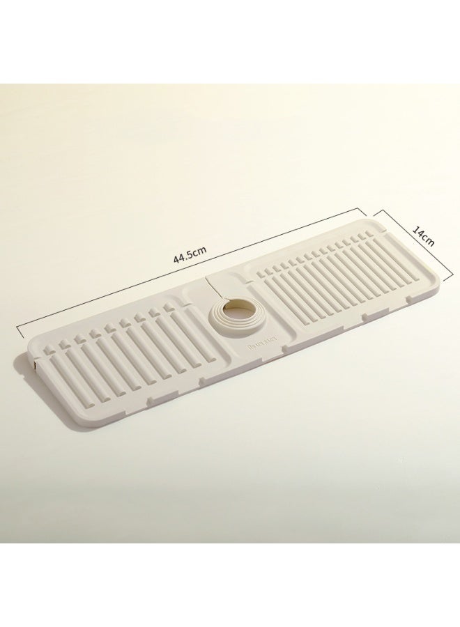 هومستر 2 قطع صنبور قطرة حصاري مطبخ السيليكون سبلاش الحرس مع المنحدر قابل للتعديل امتصاص وسادة غسلة حاجز المياه بيج + أخضر 44.5x14x1.6 سم - Image 2