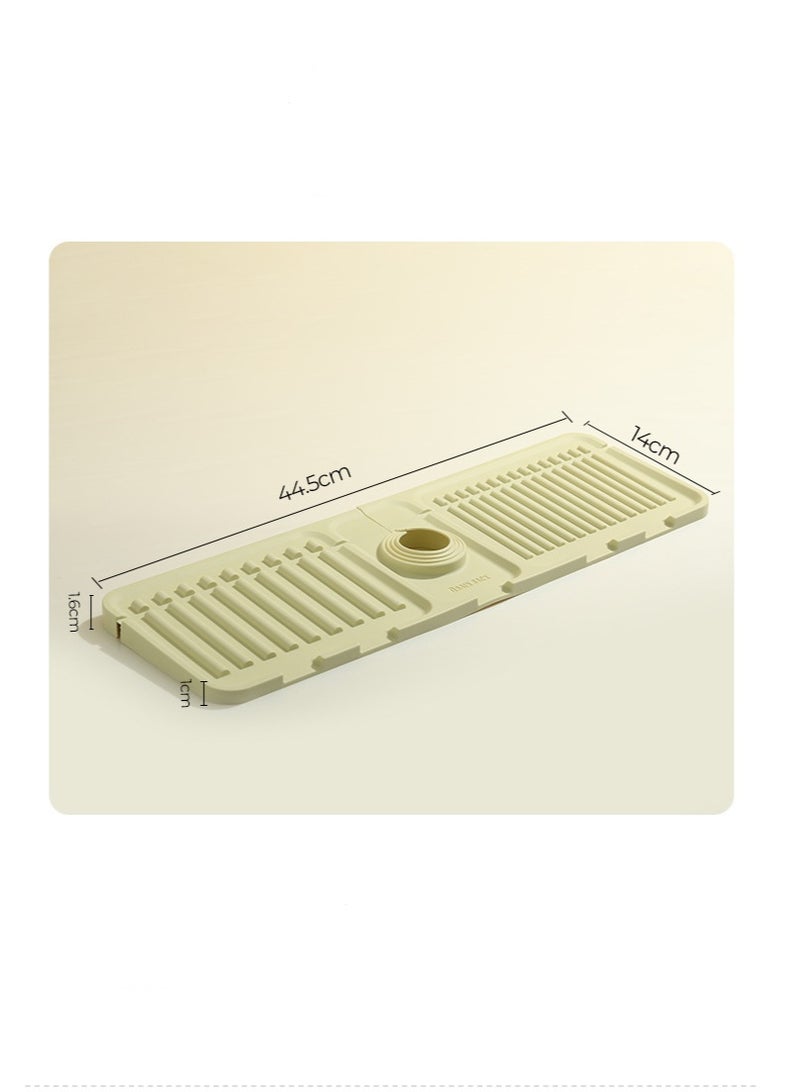هومستر 2 قطع صنبور قطرة حصاري مطبخ السيليكون سبلاش الحرس مع المنحدر قابل للتعديل امتصاص وسادة غسلة حاجز المياه بيج + أخضر 44.5x14x1.6 سم - Image 4