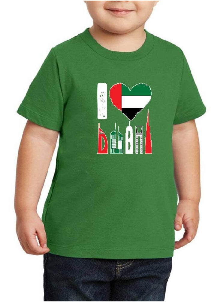 PRINTSHOP4ME - Love Dubai Kids Boys T-Shirt - Round Neck with Short Sleeve Tshirt - Boys Cotton T-Shirt - I Love Dubai-Printed T-Shirt - Perfect for Dubai Souvenir - Image 1