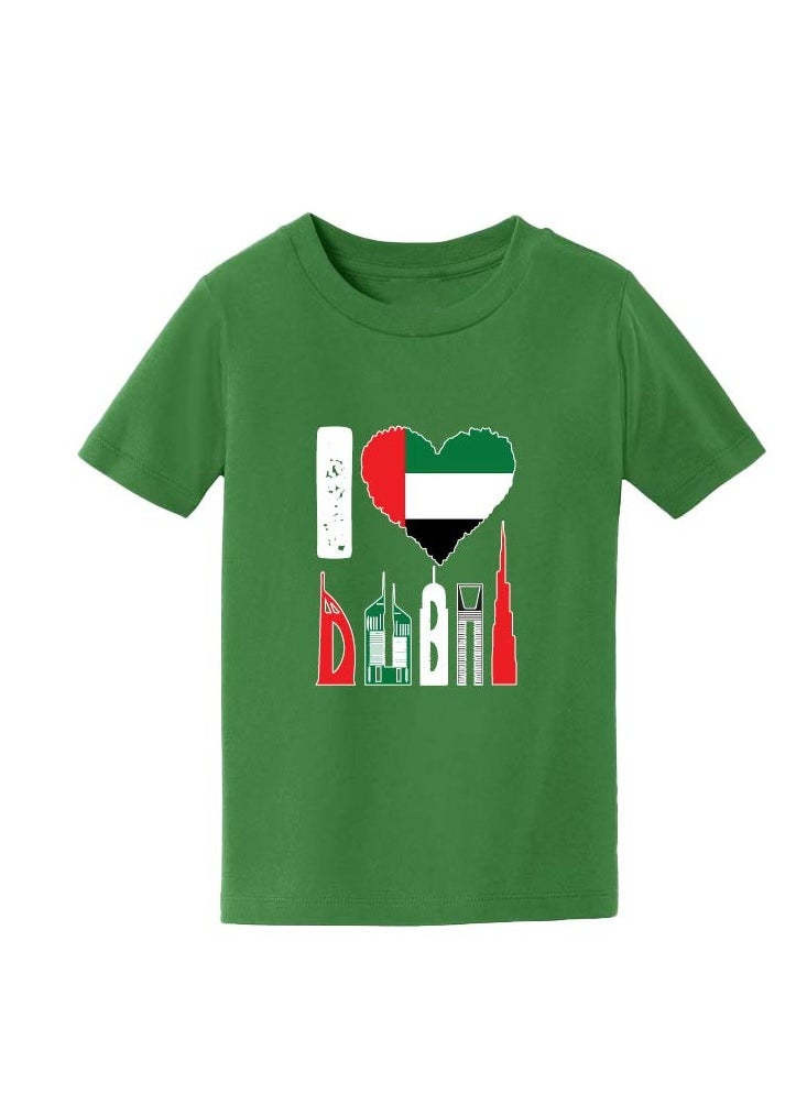 PRINTSHOP4ME - Love Dubai Kids Boys T-Shirt - Round Neck with Short Sleeve Tshirt - Boys Cotton T-Shirt - I Love Dubai-Printed T-Shirt - Perfect for Dubai Souvenir - Image 1