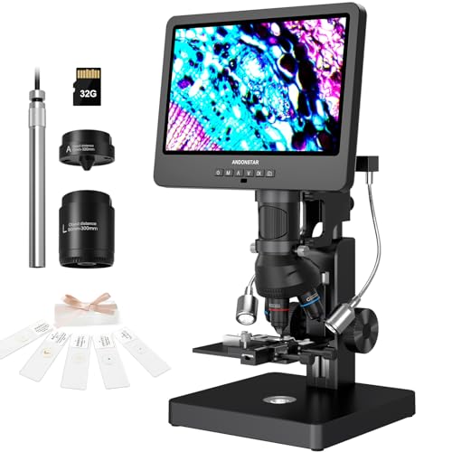 Andonstar AD269S 20X-5000X HDMI Digital Microscope with 10.1'' LCD Screen for Adults Kids, Home Lab Biological Microscope Kit with Slides, Full View for Coins, Windows Compatible - Image 1