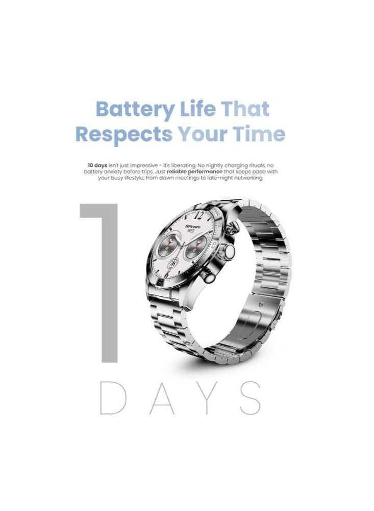 HiFuture GO PRO2 Smart Watch – 1.32" AMOLED Display, Wireless Calling, Dual Core CPU, Powered by Syntra AI, 1ATM Waterproof, Stainless Steel Body, Up to 10 Days Battery Life - Image 4