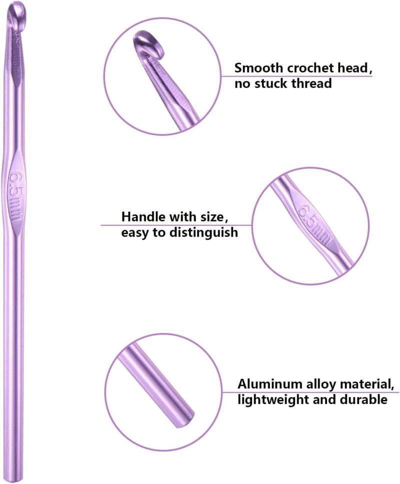 Aluminum Crochet Hooks: 1 Purple Bulk Set - Beginner Friendly Crochet Hooks for Yarn Knitting Craft - Image 4
