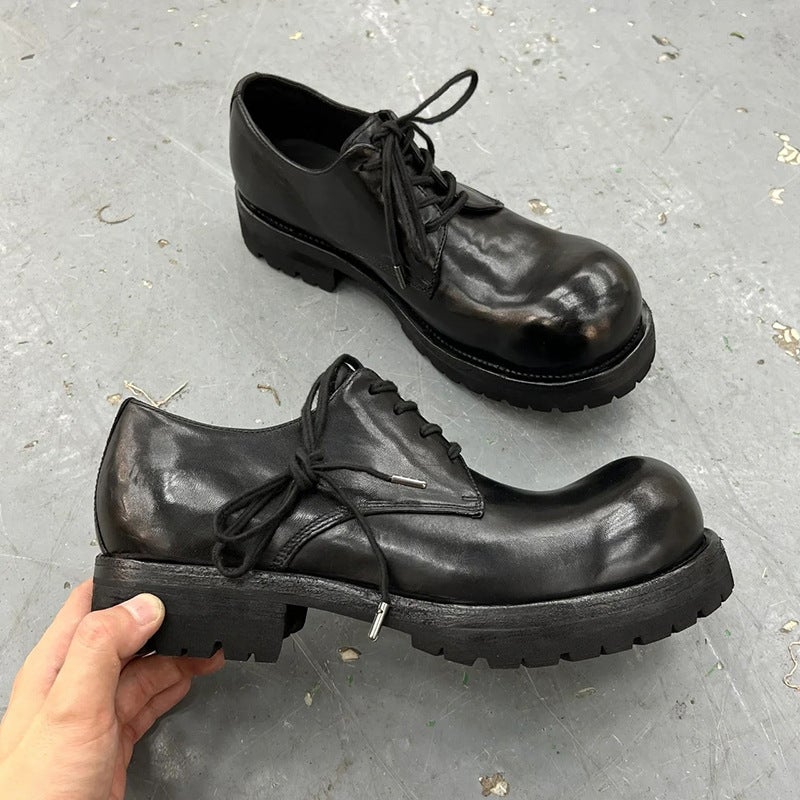 Goodyear Handmade Genuine Leather Bottom Horse Leather Washed Old Catwalk Men And Women Couple Shoes Style Casual Leather Shoes - Image 1