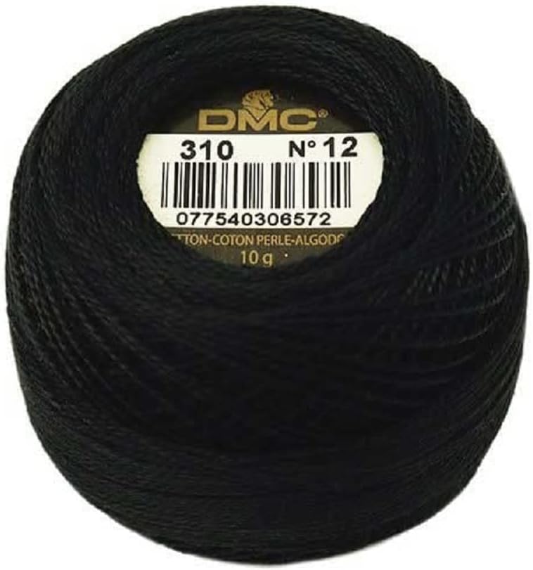 DMC Pearl Cotton Embroidery Thread - 100% Cotton, Size 12, Black - Image 1