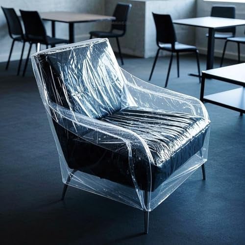 TopSoon 2Pack Heavy Duty Plastic Chair Cover,Furniture Living Room Chairs for Storage and Moving,Waterproof Dust-Proof Armchair Covers,Clear Couch Covers, 46-inch by 76-inch - Image 4