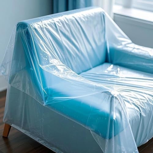 TopSoon 2Pack Heavy Duty Plastic Chair Cover,Furniture Living Room Chairs for Storage and Moving,Waterproof Dust-Proof Armchair Covers,Clear Couch Covers, 46-inch by 76-inch - Image 3